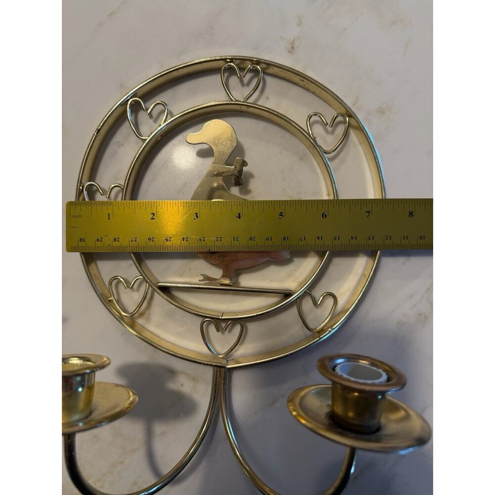 Brass/ Gold Color Plated Duck Wall Candle Holder Gold Heart Design, 7.5 Inch - Picture 2 of 2
